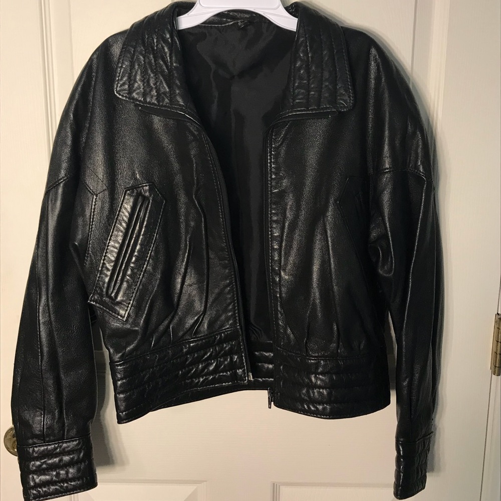 thrifted leather jacket